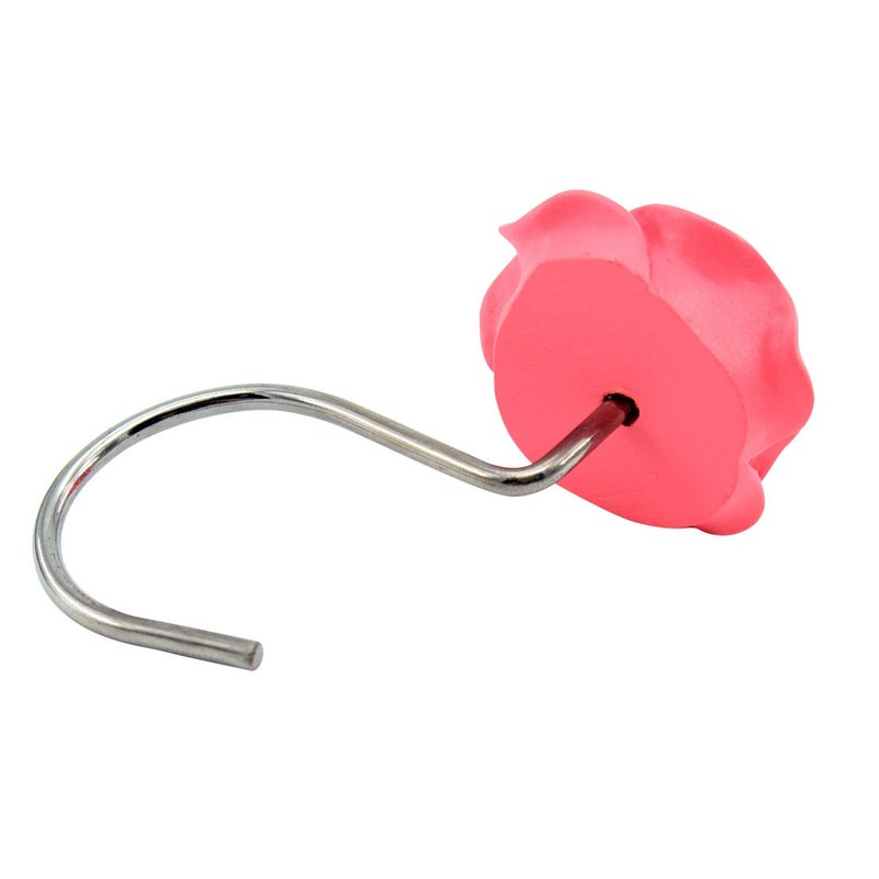 BEAVO Shower Curtain Hooks, Home Decorative Rustproof Shower Curtain Hooks Resin Rose Flower Shower Hooks Rings for Bathroom Shower Rods Curtains,Set of 12 Hooks (Pink) - Image 4